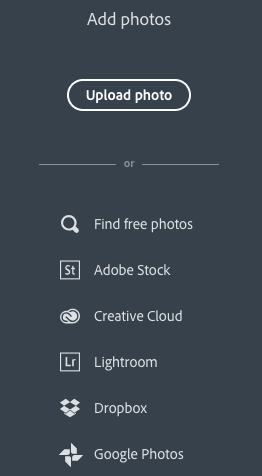 Adobe Spark add photos