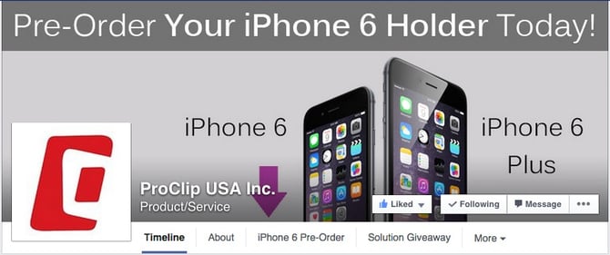 ProClip's Facebook Cover Image has a Call-to-Action