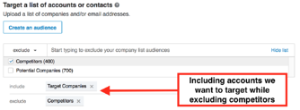 targeting specific accounts while excluding our competitors