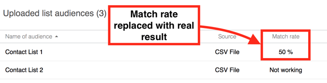 LinkedIn matched audience match rate column